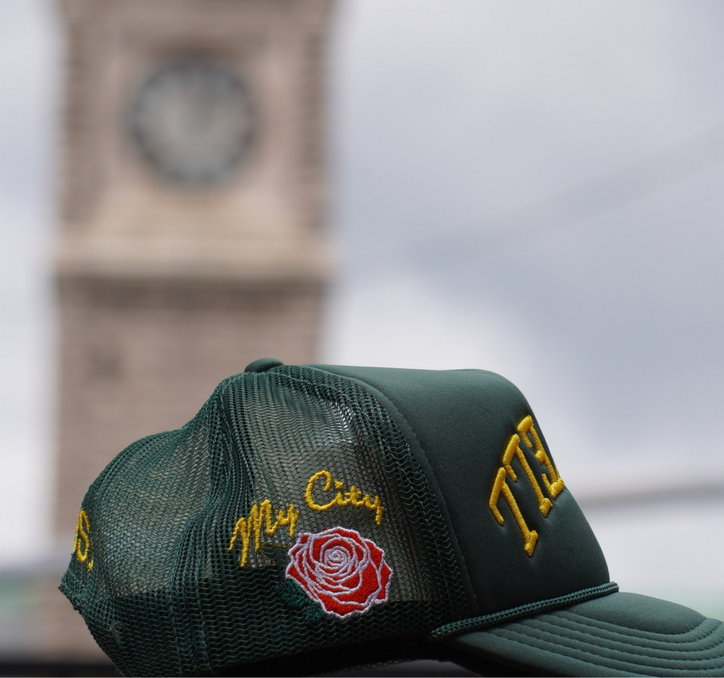 "LOWELL" Dark Green Foam Trucker Hat