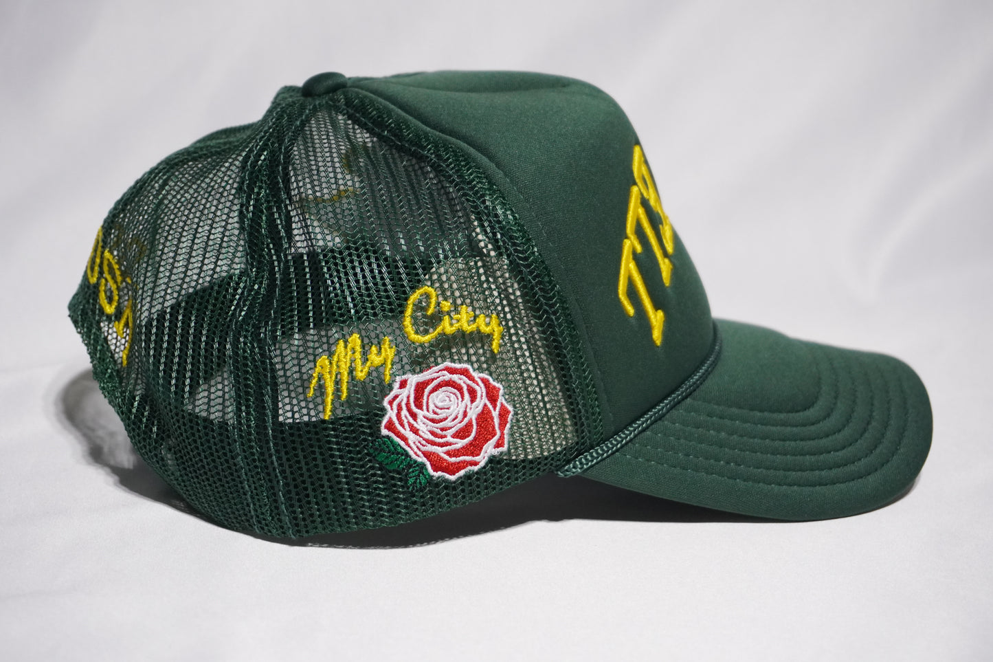 "LOWELL" Dark Green Foam Trucker Hat