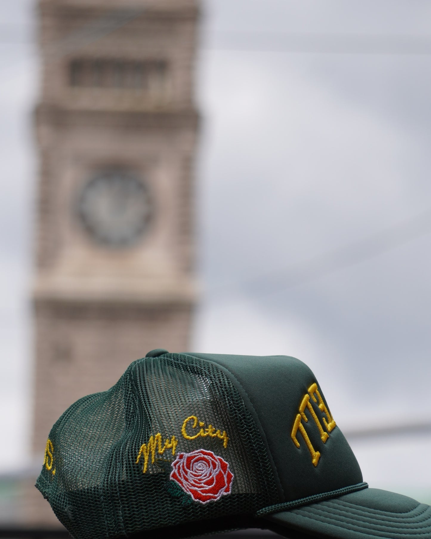 "LOWELL" Dark Green Foam Trucker Hat